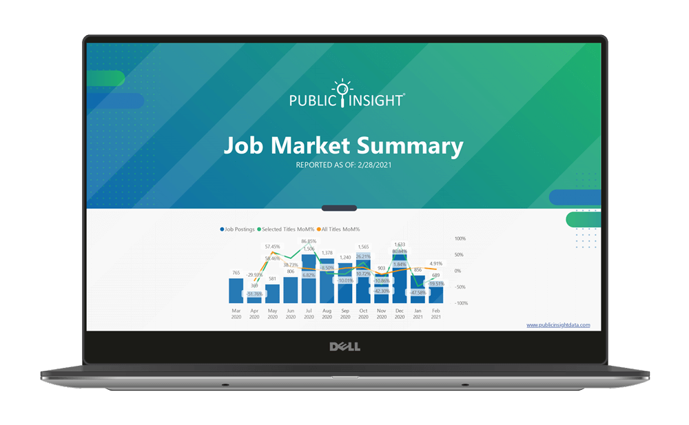 Laptop screen showing sample Job Market Report summary